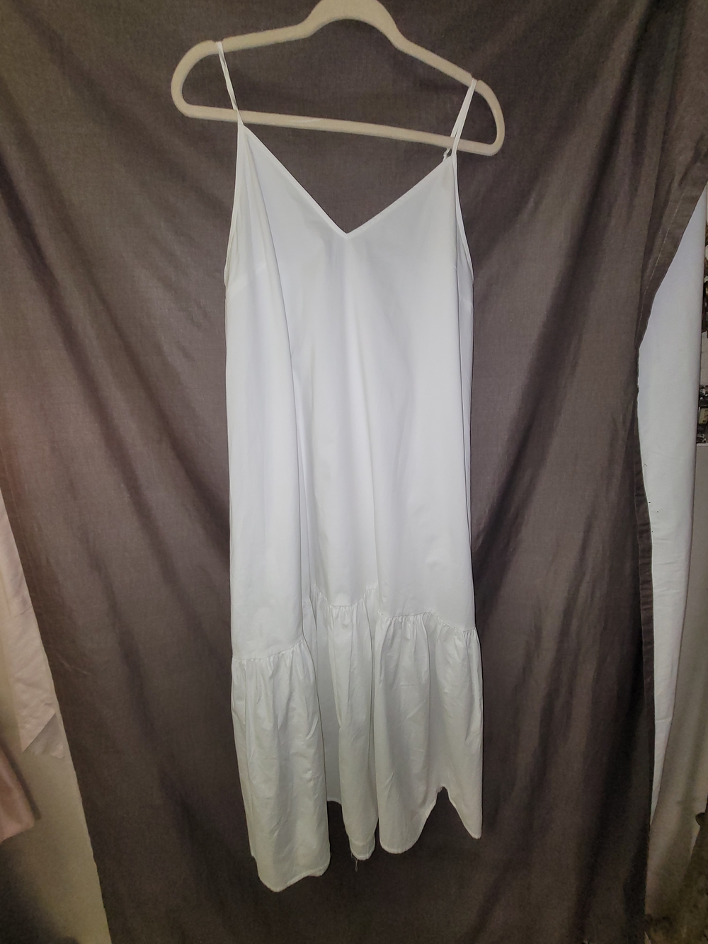 Calvin Klein White Tiered Spaghetti-Strap Midi Dress